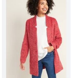 old navy red textured knit open front cardigan womens medium